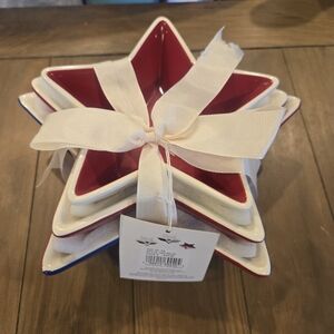 Red, White, and Blue Star-Shaped Patriotic Ceramics Holiday Bowls - New